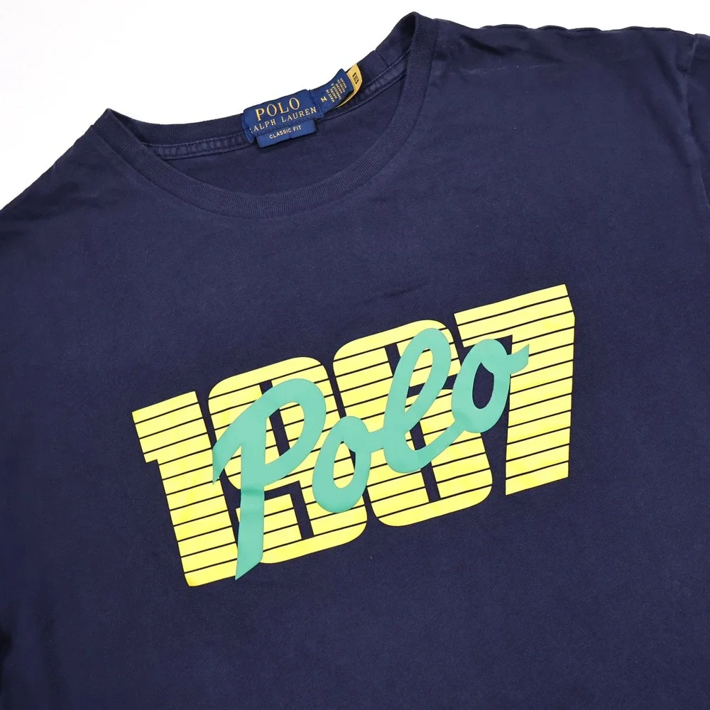 POLO RALPH LAUREN Men's M Navy Blue 1967 Graphic Cotton Classic Fit T-Shirt